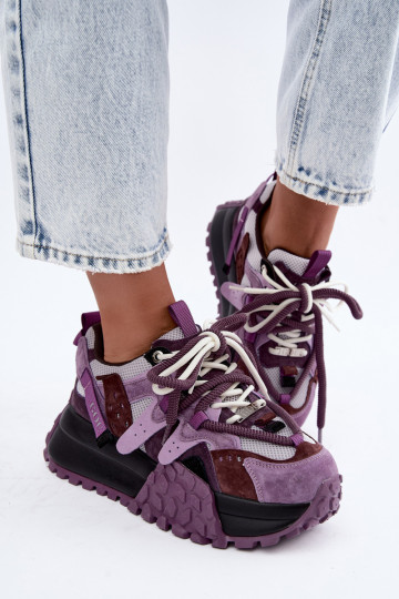 Paarse sneakers van faux suede met platform GOE UU2N4016