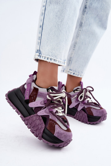 Lila Kunstveloursleder-Sneaker mit Plattform GOE UU2N4016 2