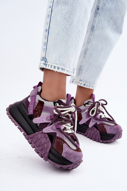 Paarse sneakers van faux suede met platform GOE UU2N4016