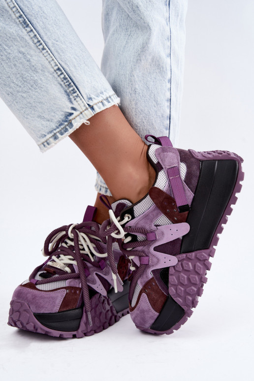 Baskets violettes en faux daim avec plateforme GOE UU2N4016