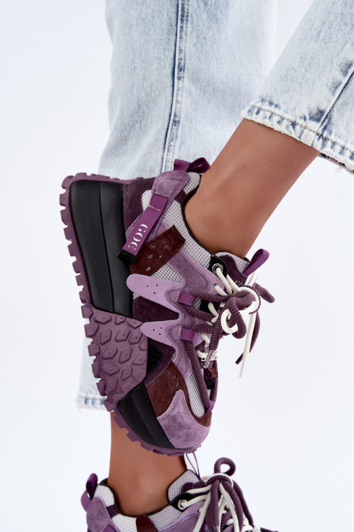 Lila Kunstveloursleder-Sneaker mit Plattform GOE UU2N4016