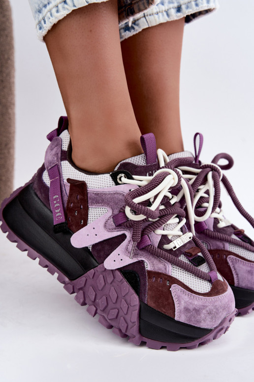 Paarse sneakers van faux suede met platform GOE UU2N4016
