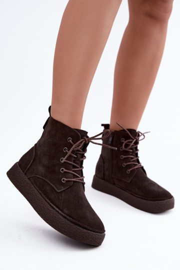 Bottines isolées en faux daim Sergio Leone BT-30 CzekoladoĮe