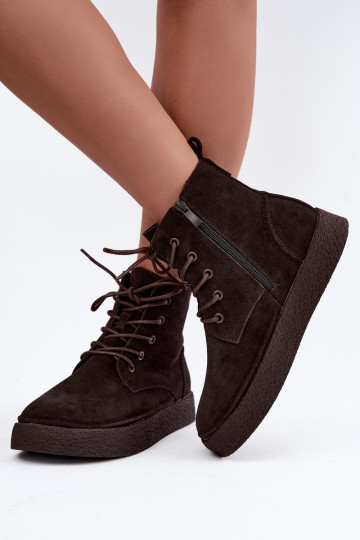 Isolierte Kunstveloursleder-Stiefeletten Sergio Leone BT-30 CzekoladoĮe 2