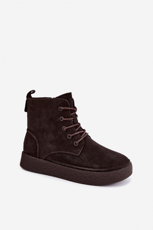 Bottines isolées en faux daim Sergio Leone BT-30 CzekoladoĮe