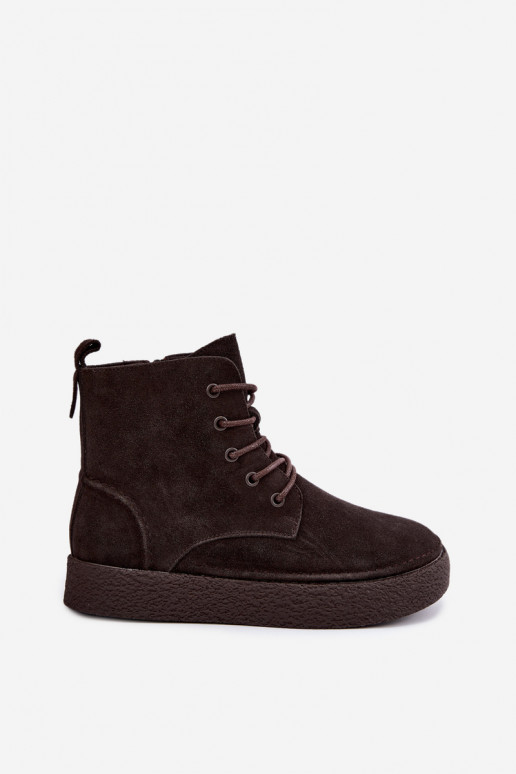 Isolierte Kunstveloursleder-Stiefeletten Sergio Leone BT-30 CzekoladoĮe