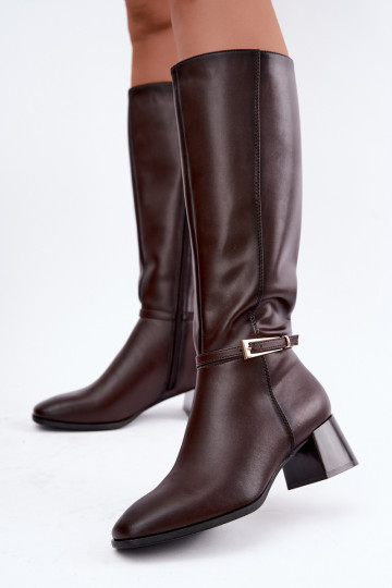 Bottes hautes en cuir isolées avec talons et boucles Sergio Leone KZ-31 2