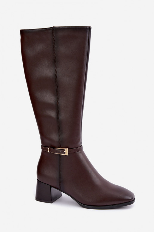 Bottes hautes en cuir isolées avec talons et boucles Sergio Leone KZ-31