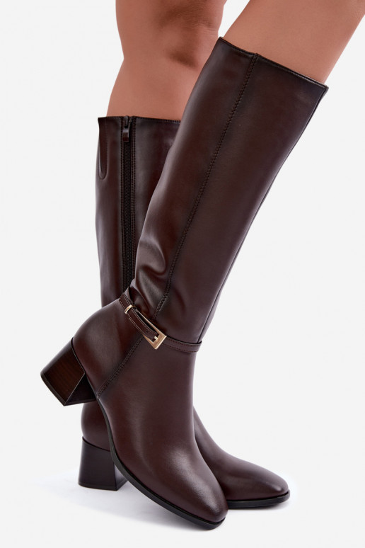 Bottes hautes en cuir isolées avec talons et boucles Sergio Leone KZ-31