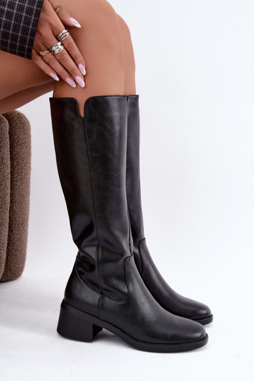 Bottes hautes noires en cuir isolées Klocke Sergio Leone KZ-17