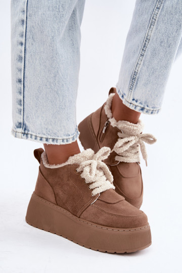 Damen Schneestiefel mit Plattform und Fell Luma sand