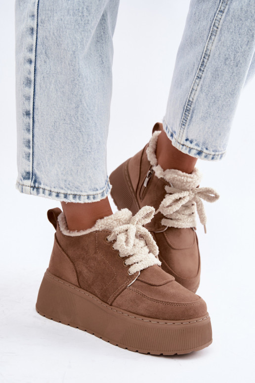 Bottes de neige pour femmes avec plateforme et fourrure Luma sable