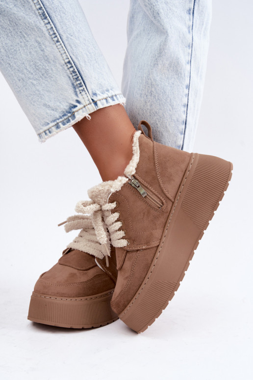 Bottes de neige pour femmes avec plateforme et fourrure Luma sable
