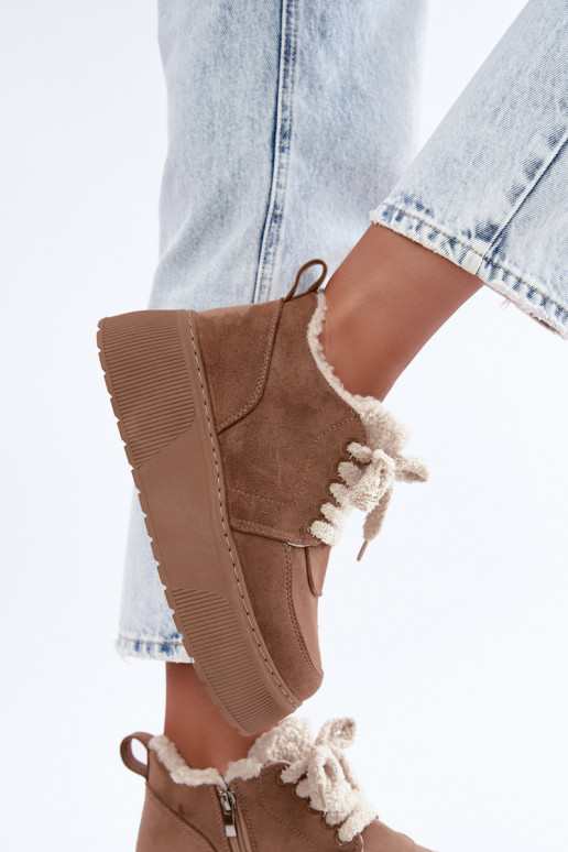 Bottes de neige pour femmes avec plateforme et fourrure Luma sable