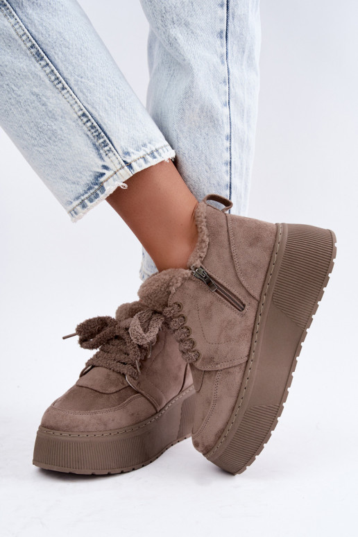 Damen Schneestiefel mit Plattform und Fell Luma ton
