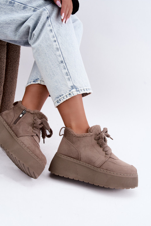 Bottes de neige pour femmes avec plateforme et fourrure Luma argile