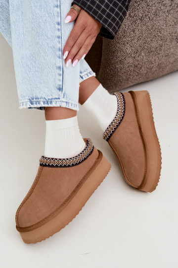Bottes de neige en daim synthétique avec bande décorative Vinceza 97972 marron