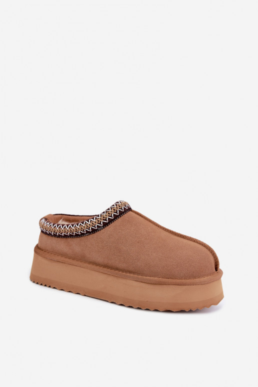 Faux suede sneeuwlaarzen met decoratieve streep Vinceza 97972 bruin