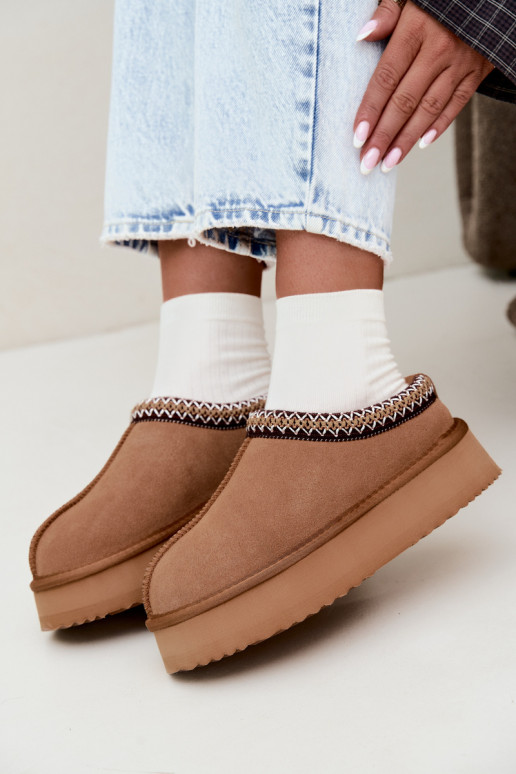 Bottes de neige en daim synthétique avec bande décorative Vinceza 97972 marron