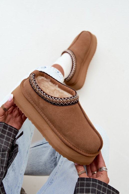 Faux suede sneeuwlaarzen met decoratieve streep Vinceza 97972 bruin