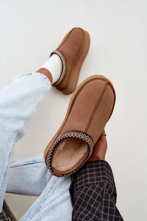 Faux suede sneeuwlaarzen met decoratieve streep Vinceza 97972 bruin