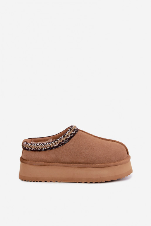 Kunstveloursleder Schneestiefel mit dekorativem Streifen Vinceza 97972 braun