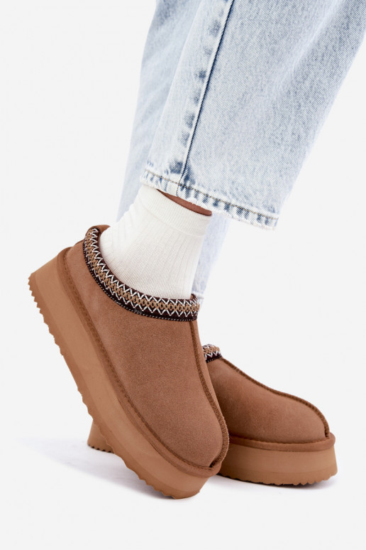 Faux suede sneeuwlaarzen met decoratieve streep Vinceza 97972 bruin