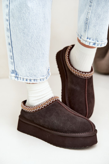 Faux suede sneeuwlaarzen met decoratieve streep Vinceza 97972 chocolade