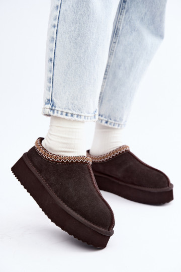 Faux suede sneeuwlaarzen met decoratieve streep Vinceza 97972 chocolade 2