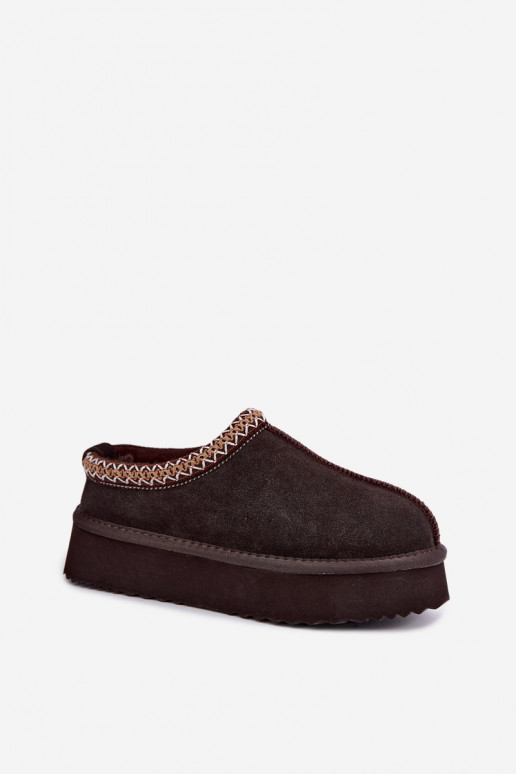 Bottes de neige en daim synthétique avec bande décorative Vinceza 97972 chocolat