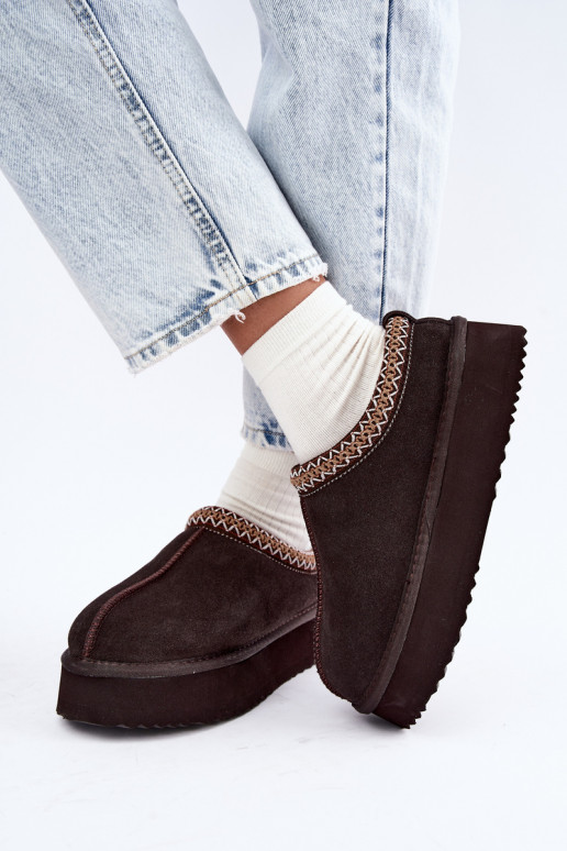 Bottes de neige en daim synthétique avec bande décorative Vinceza 97972 chocolat