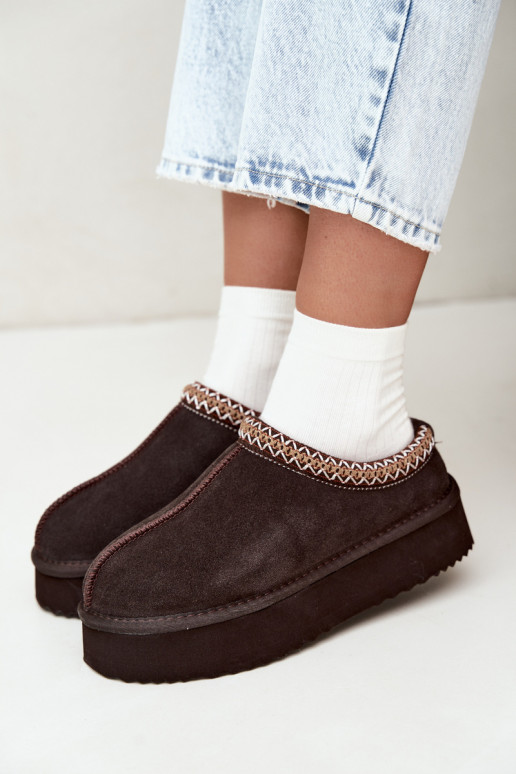 Bottes de neige en daim synthétique avec bande décorative Vinceza 97972 chocolat