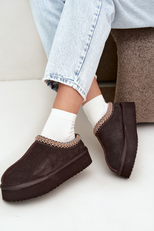Bottes de neige en daim synthétique avec bande décorative Vinceza 97972 chocolat