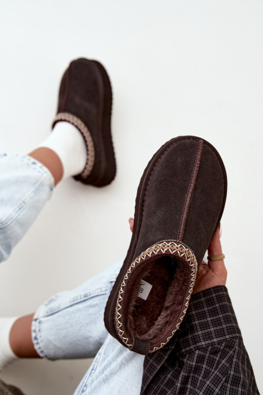 Bottes de neige en daim synthétique avec bande décorative Vinceza 97972 chocolat