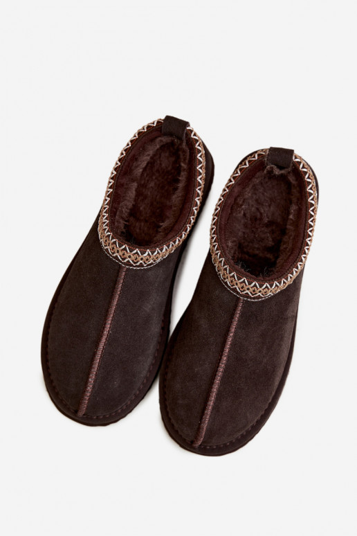 Kunstveloursleder Schneestiefel mit dekorativem Streifen Vinceza 97972 schokoladenbraun