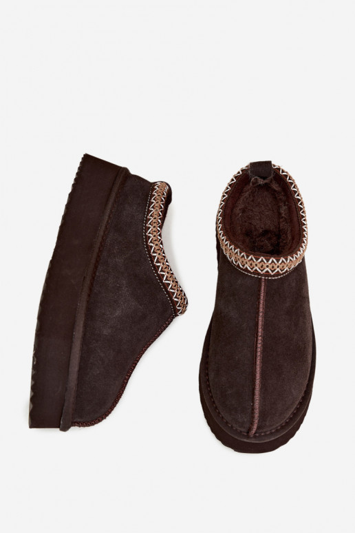 Faux suede sneeuwlaarzen met decoratieve streep Vinceza 97972 chocolade