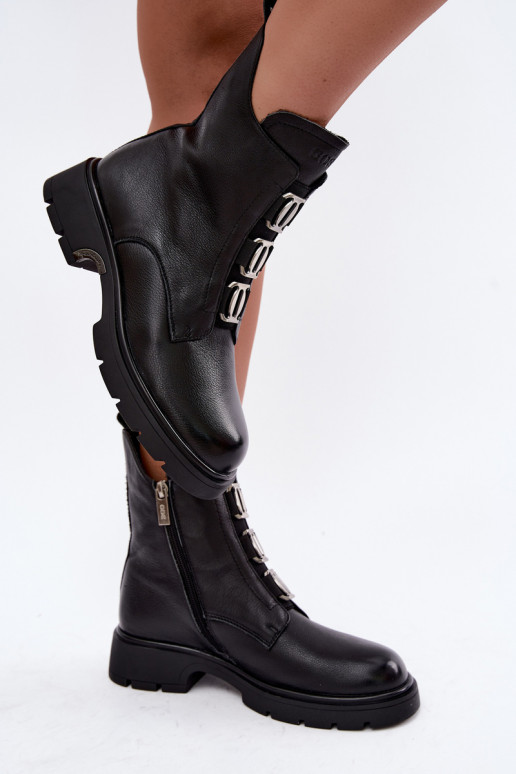 Bottines en cuir isolées avec détails élégants GOE UU2N4138 noires
