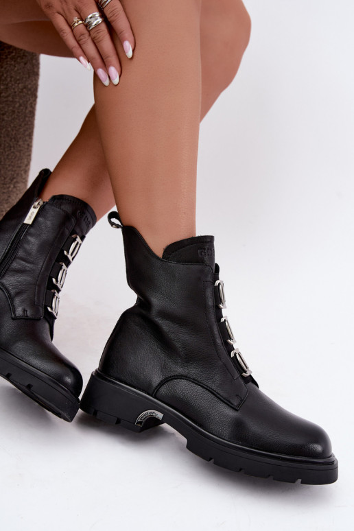 Bottines en cuir isolées avec détails élégants GOE UU2N4138 noires