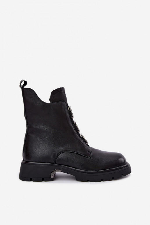 Bottines en cuir isolées avec détails élégants GOE UU2N4138 noires