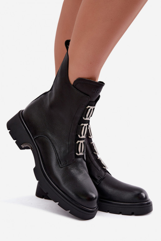 Bottines en cuir isolées avec détails élégants GOE UU2N4138 noires