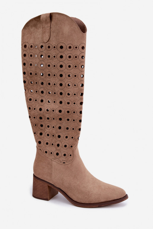 Bottes hautes avec éléments perforés Kireya marron