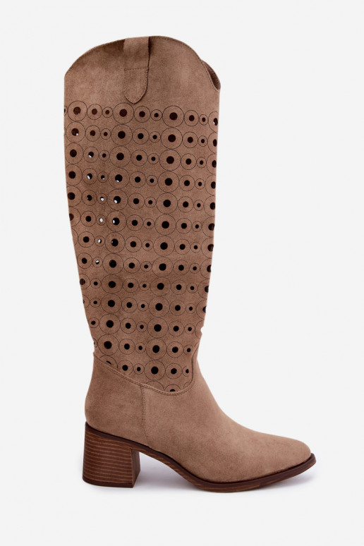 Bottes hautes avec éléments perforés Kireya marron