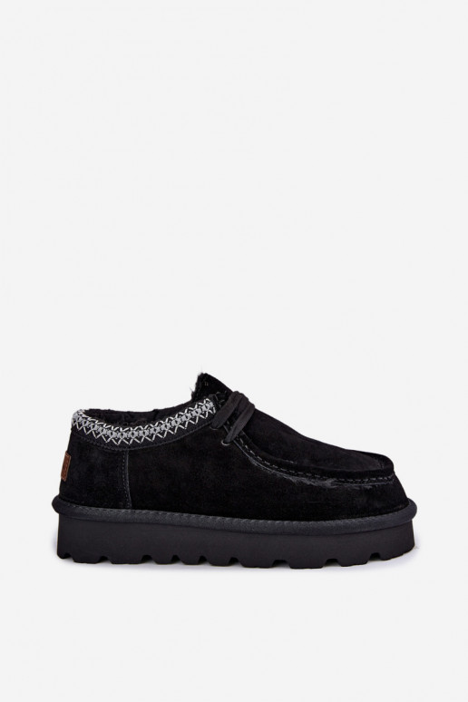 Faux suede sneeuwlaarzen met geborduurde elementen D7868-01 zwart