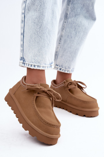 Faux suede sneeuwlaarzen met geborduurde elementen D7868-29 bruin 2