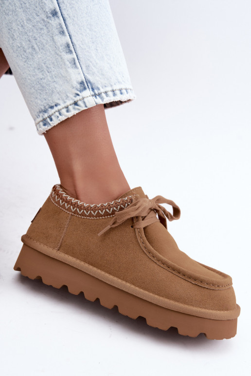 Bottes de neige en daim synthétique avec éléments brodés D7868-29 marron