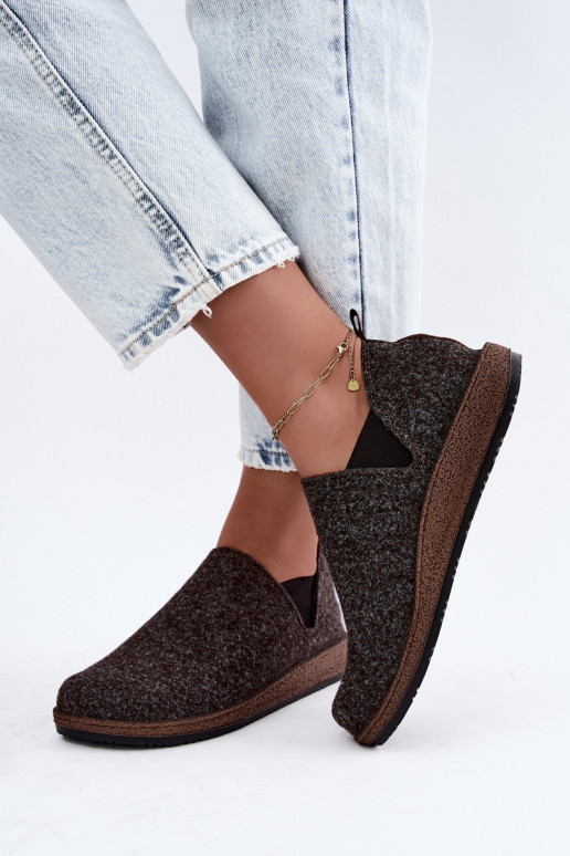 Chaussures d'intérieur pour femmes Inblu NL000013 marron foncé