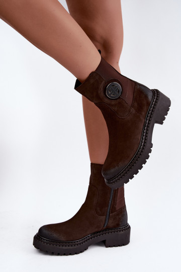 Bottines en daim isolées avec détails élégants Zazoo 60578 chocolat