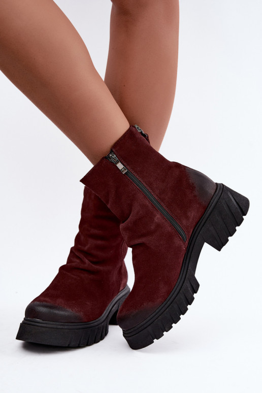 Bottines en daim isolées avec volants Zazoo 60590 bordeaux
