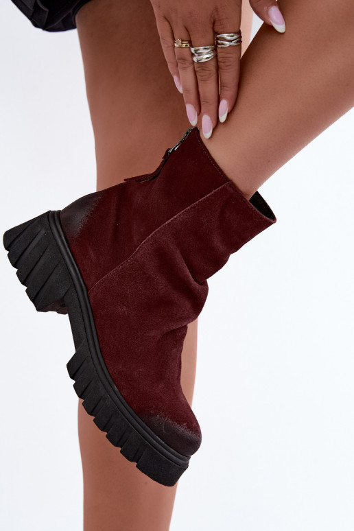 Bottines en daim isolées avec volants Zazoo 60590 bordeaux