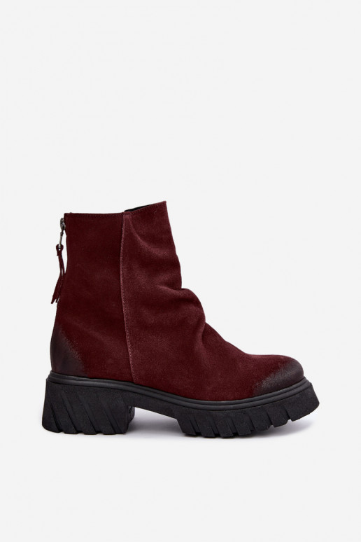 Bottines en daim isolées avec volants Zazoo 60590 bordeaux